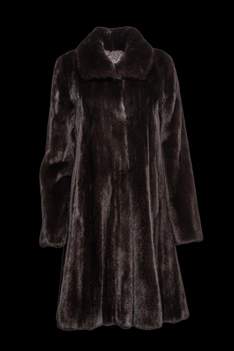 Ranch Zandra Rhodes Natural Mid-Length Fur Coat - Wing Collar - Straight Sleeve