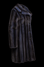 DenimBlue Pologeorgis Button Down Mid Length Mink Fur Coat