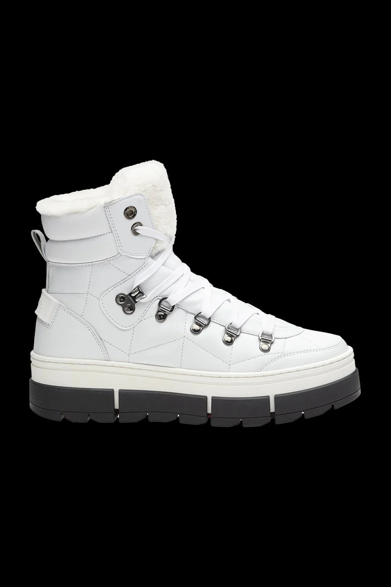 White Bogner Women's Vaduz High-Top Spike Sole Sneakers.
