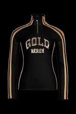 Black/Gold Goldbergh Women's Goblet Colorblock Raglan Sequin Ski Pully