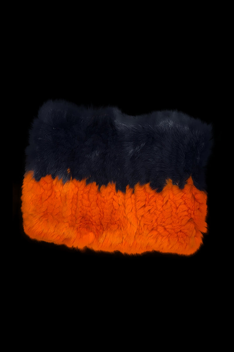 OrangeNavyBlue Glamourpuss NYC Rex Rabbit Fur Funnel