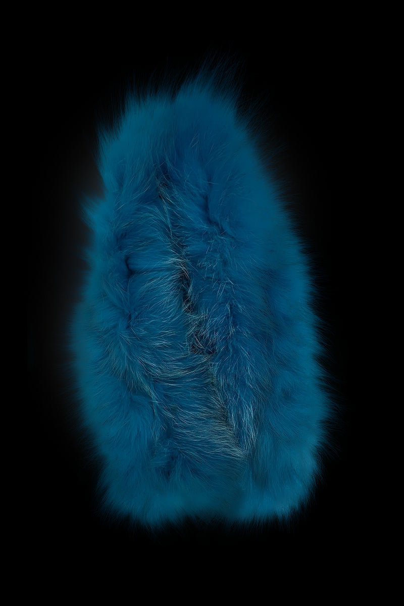 Turquoise Adrienne Landau Bold Fox and Rabbit Clip Fur Scarf