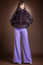Purple EM-EL Horizontal Zip Up Sable and Karakul Fur Jacket 