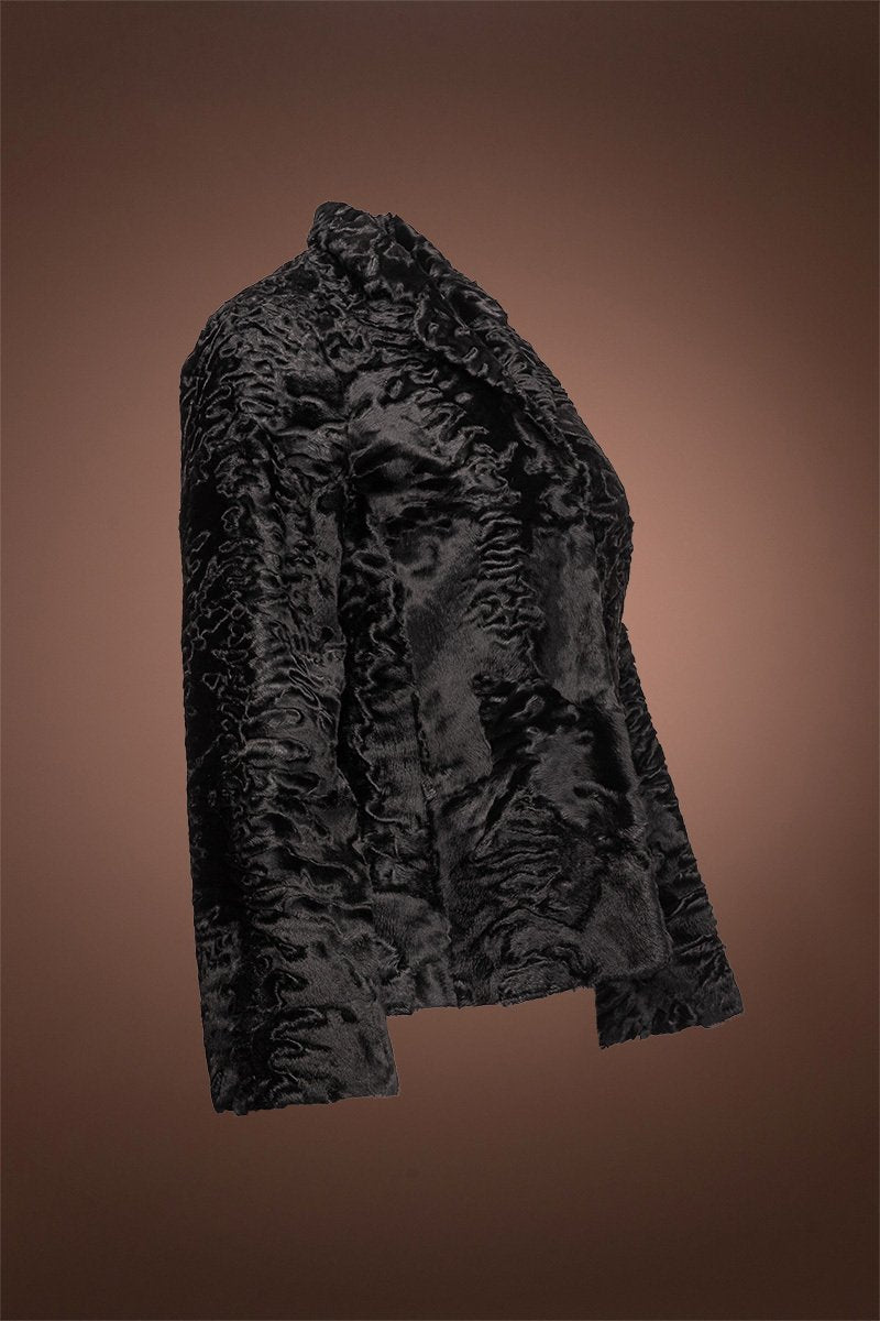 Black Zandra Rhodes Swakara Blazer Fur Jacket