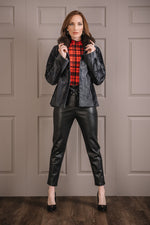 Charcoal  EM-EL Broadtail Fur Jacket - Russian Sable Fur Collar