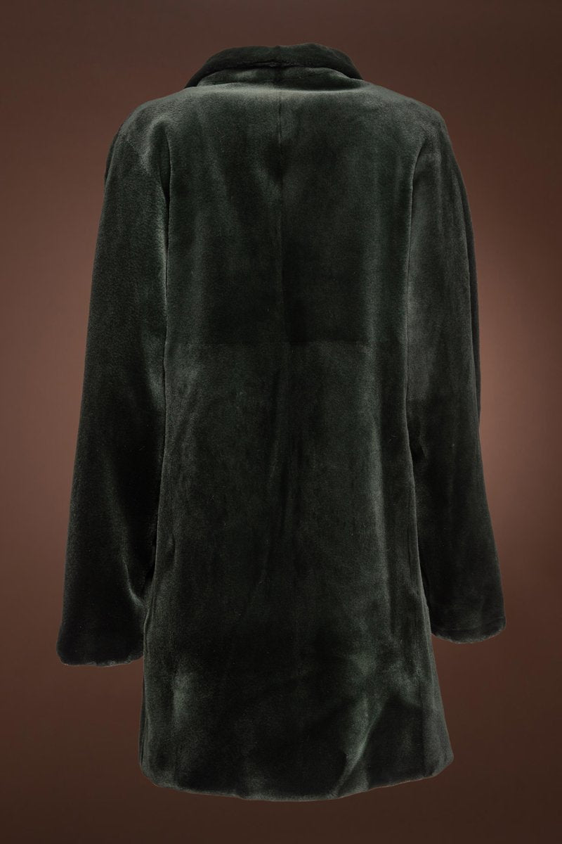 HunterGreen EM-EL Women's Sheared Mink Fur Pea Coat
