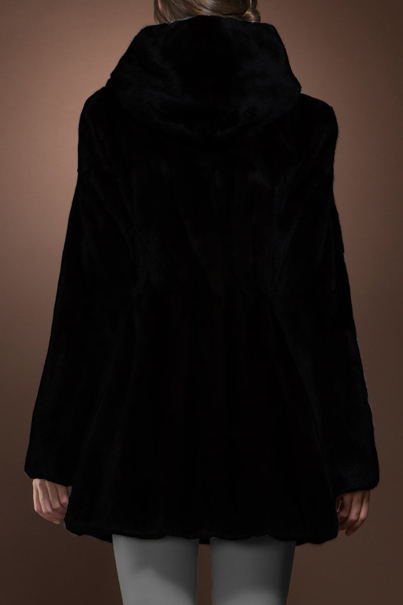 Black Anamoda Natural Mink Shaped Fur Jacket