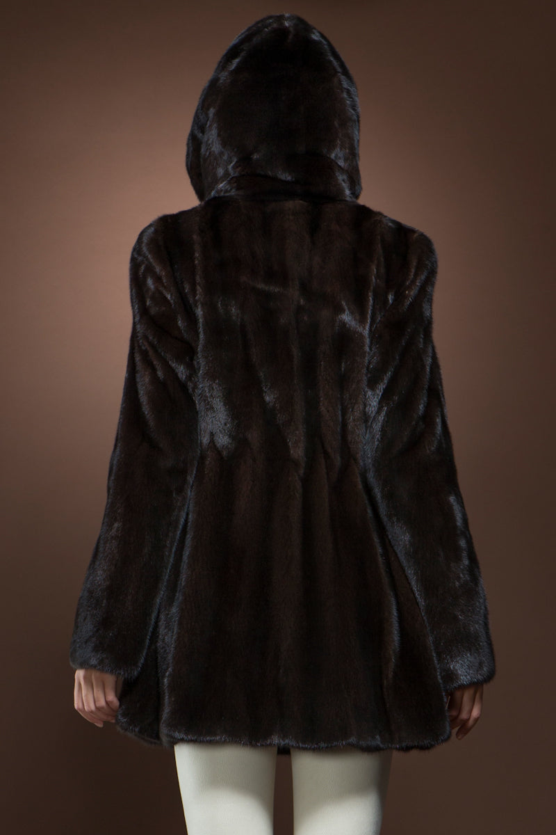Brown Anamoda Natural Mink Shaped Fur Jacket