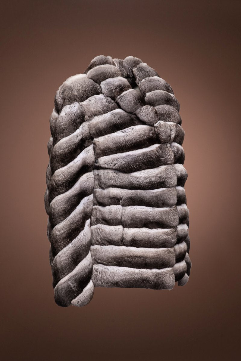 Anamoda Horizontal Chinchilla Fur Jacket - Diagonal Sleeves