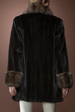  Zandra Rhodes Ranch Mink and Sable Mid-Length Fur Coat