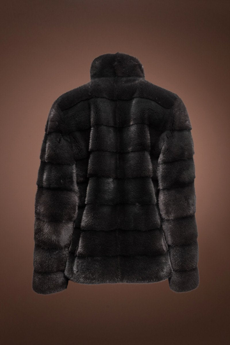 Slate Zandra Rhodes Zip Up Horizontal Mink Fur Jacket