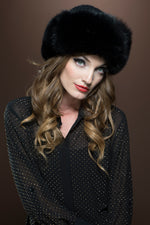 Black Lenore Marshall Cashmere Knit and Fox Fur Brim Hat