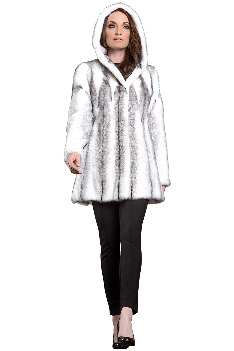 BlackCross EM-EL Hooded High-Low Mid-Length Swing Mink Fur Coat