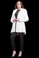 White EM-EL Hooded High-Low Mid-Length Swing Mink Fur Coat