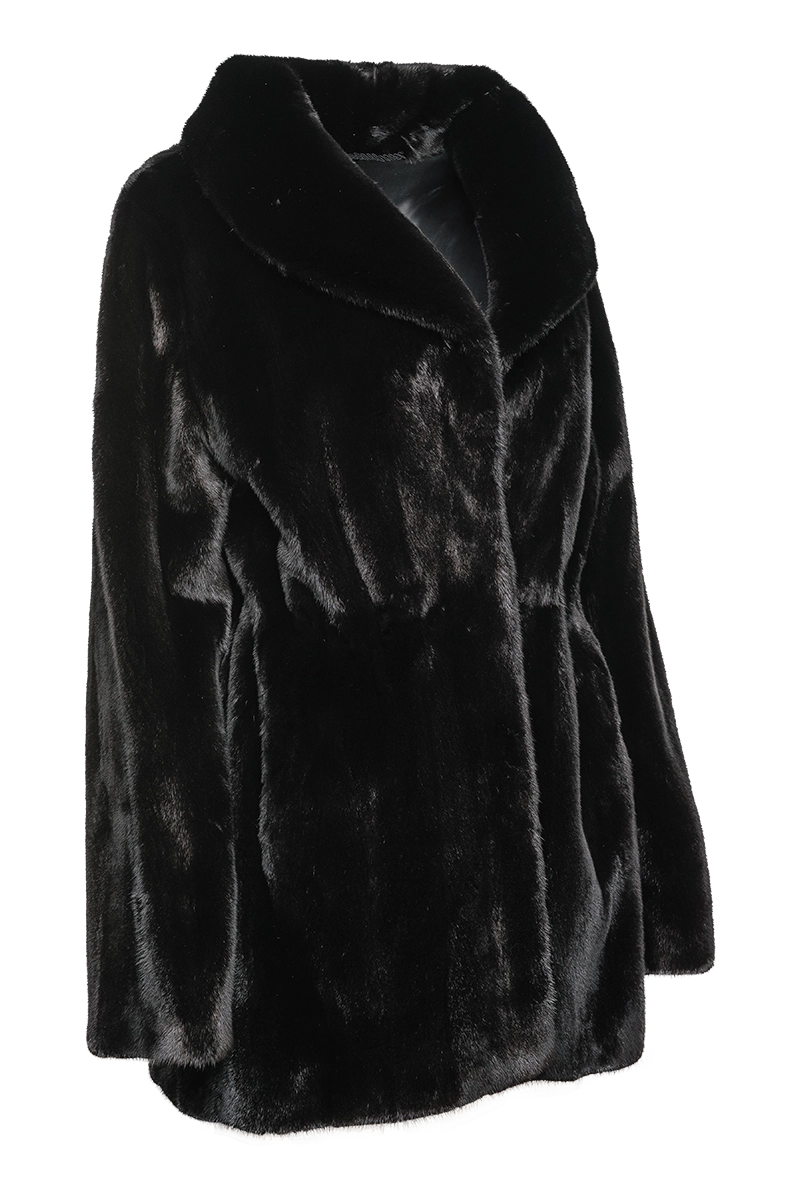 Blackglama Mink Mid Length Fur Coat Shawl Collar ml Furs Ranch S