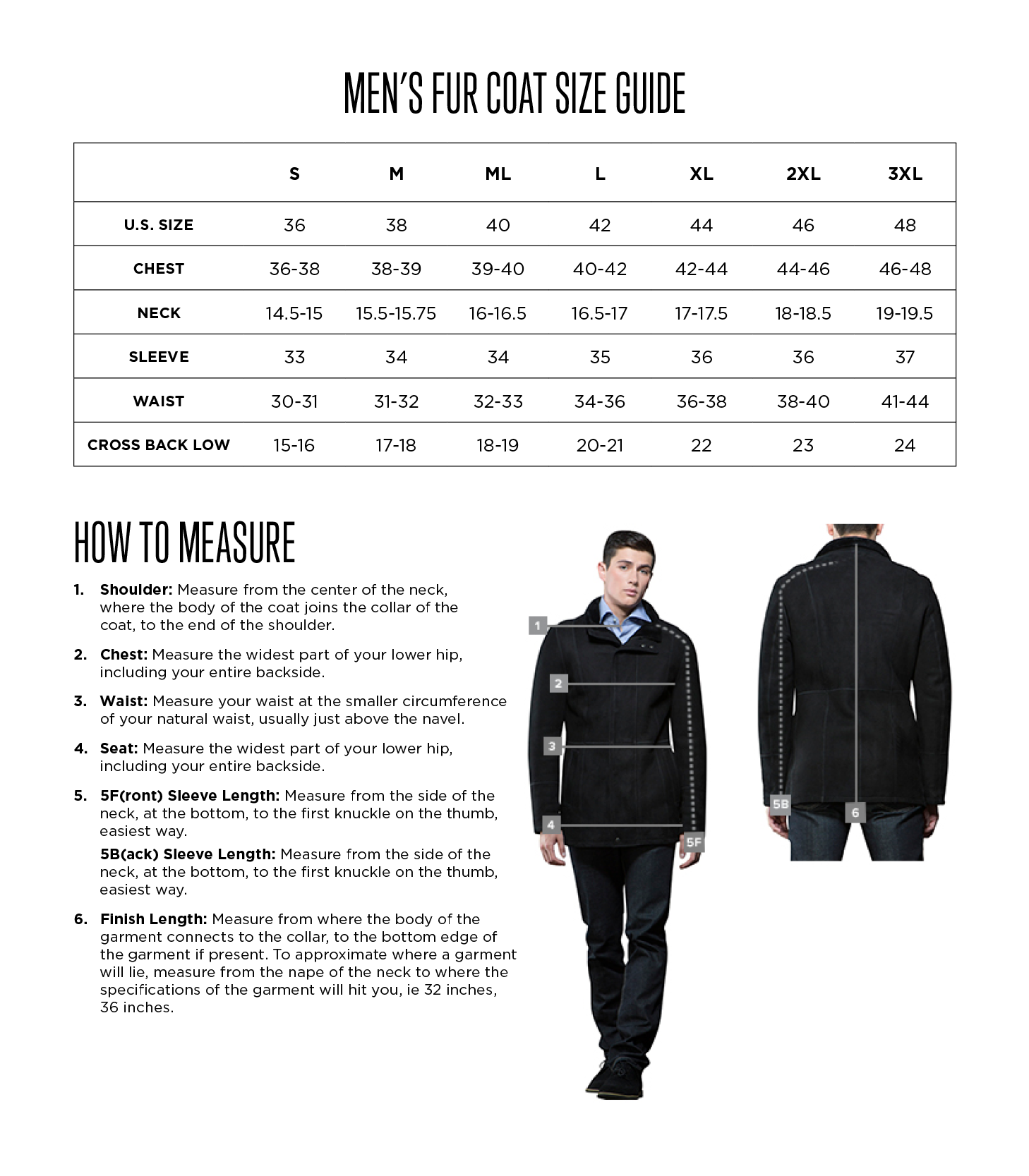 Mens sales coat sizes