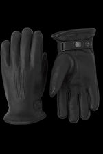 Black Hestra Men's Deerskin Lambsfur_Lined Gloves