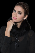Black EM-EL Fox Belly Tricot Fur Collar