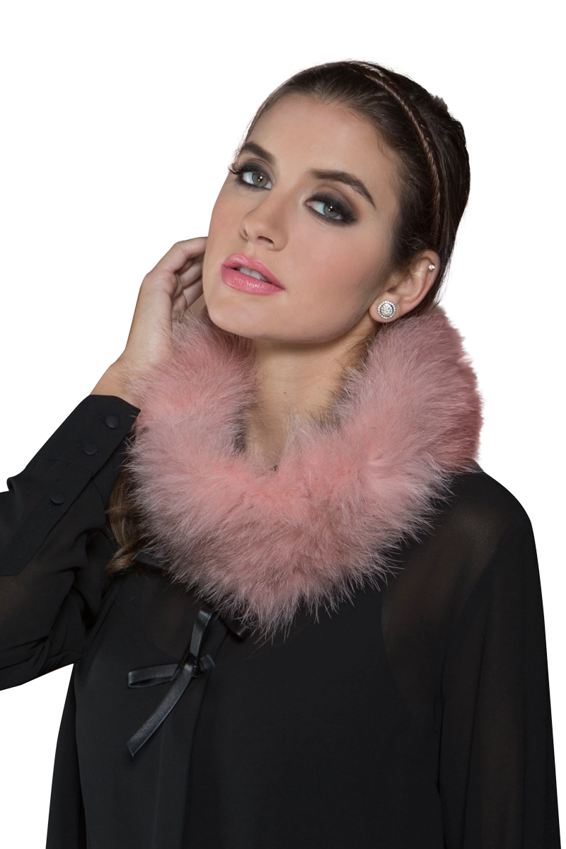 BabyPink EM-EL Fox Belly Tricot Fur Collar