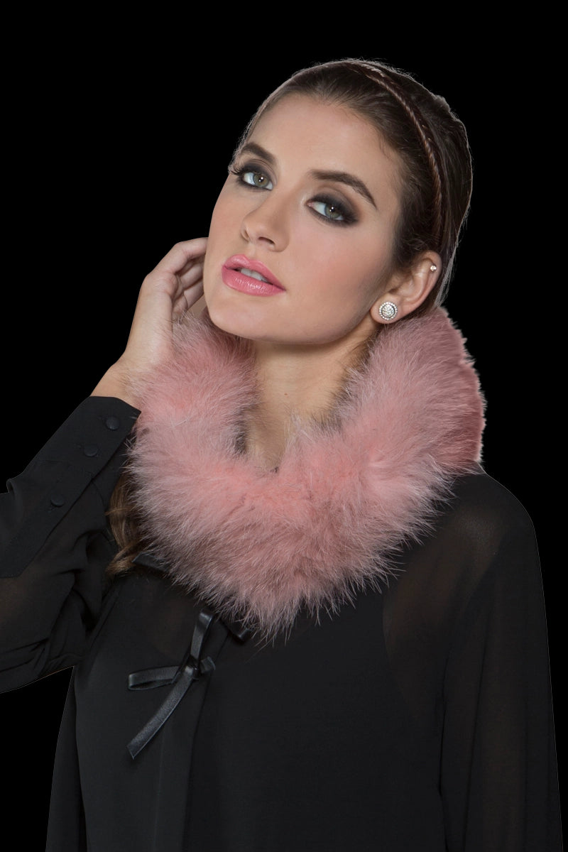 BabyPink EM-EL Fox Belly Tricot Fur Collar