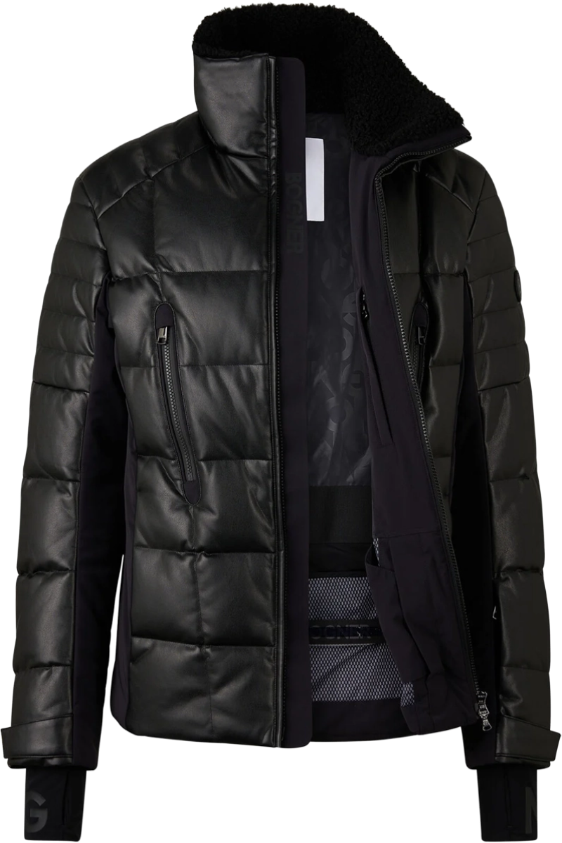 BLACK BOGNER MEN'S CALEM-D SPORT LEATHER SKI JACKET Product Open View