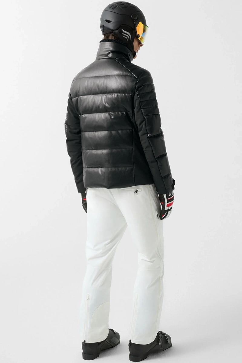BLACK BOGNER MEN'S CALEM-D SPORT LEATHER SKI JACKET Model Full Back View