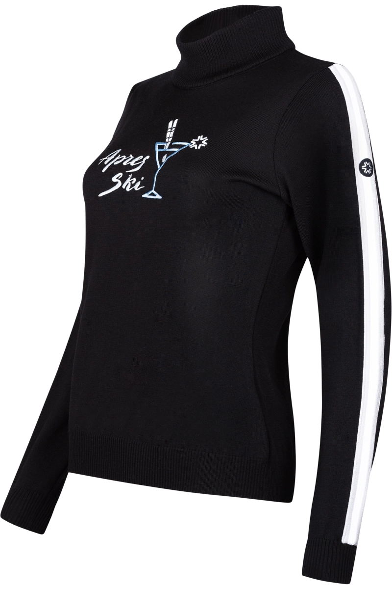 Black Newland Women's Val Thorens  Merino Turtleneck Product Side View