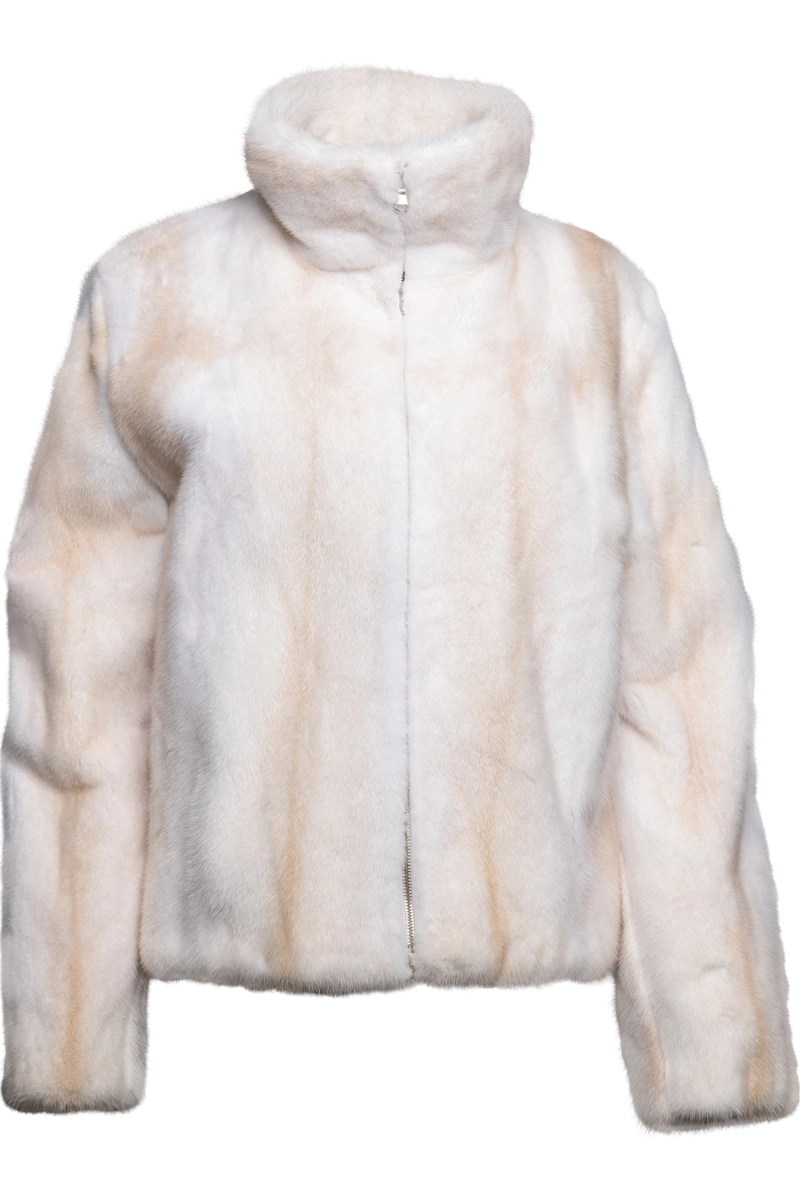 Palomino Cross Pologeorgis for EM-EL Zipper Mink Fur Jacket Product Front View