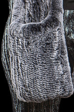 Gray EM-EL Rex Rabbit Knitted Poche Scarf with Pockets