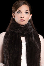 Brown EM-EL Rex Rabbit Knitted Poche Scarf with Pockets