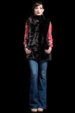 Ranch Chalue Horizontal Mink Fur Vest - Stand-Up Collar