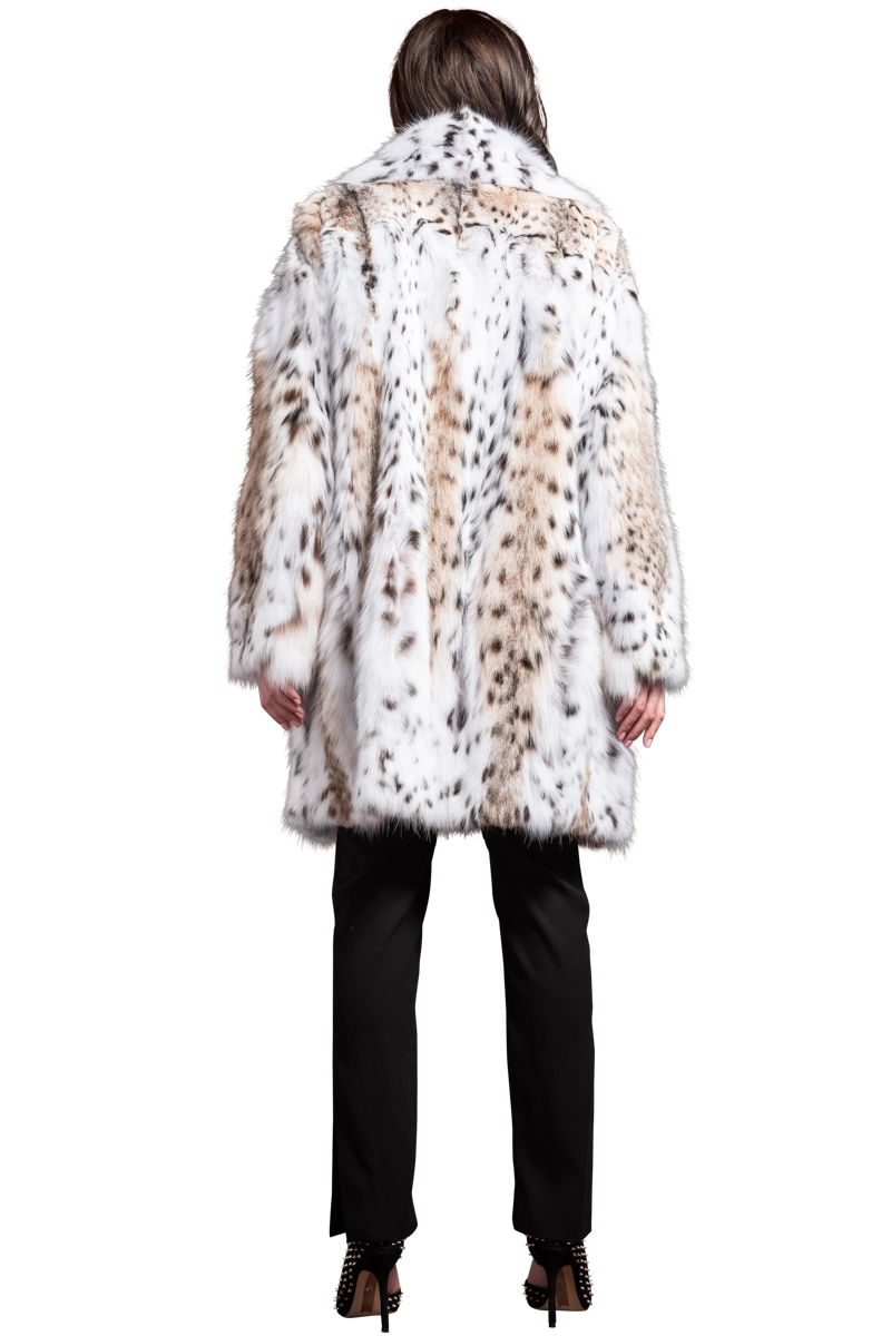 NaturalMulti Zandra Rhodes American Lynx Semi-Belly Mid-Length Fur Coat