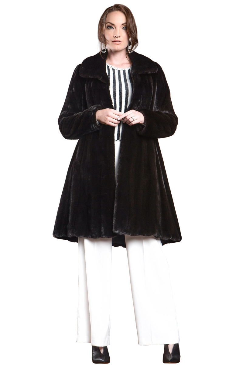 Ranch Zandra Rhodes Natural Mid-Length Fur Coat - Wing Collar - Straight Sleeve