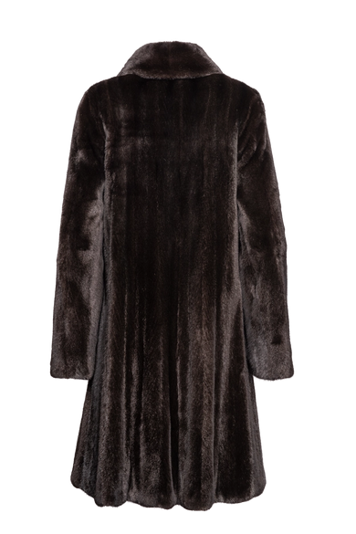 Natural Mid-Length Mink Fur Coat - Wing Collar - Straight Sleeve