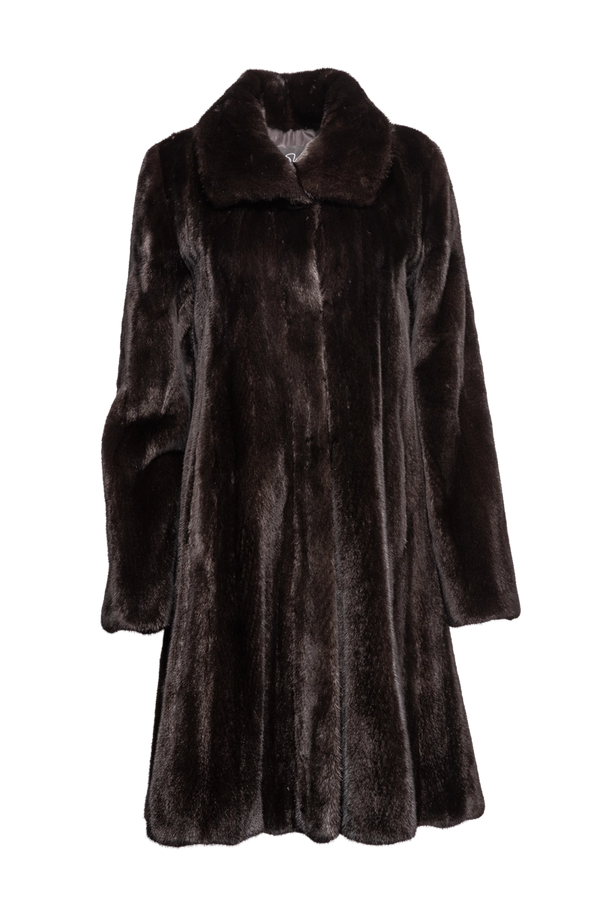 ML Furs | Natural Mid-Length Mink Fur Coat - Wing Collar 
