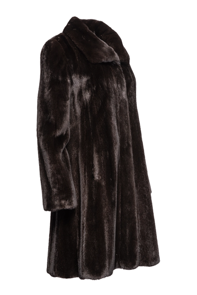 Ranch Zandra Rhodes Natural Mid-Length Fur Coat - Wing Collar - Straight Sleeve