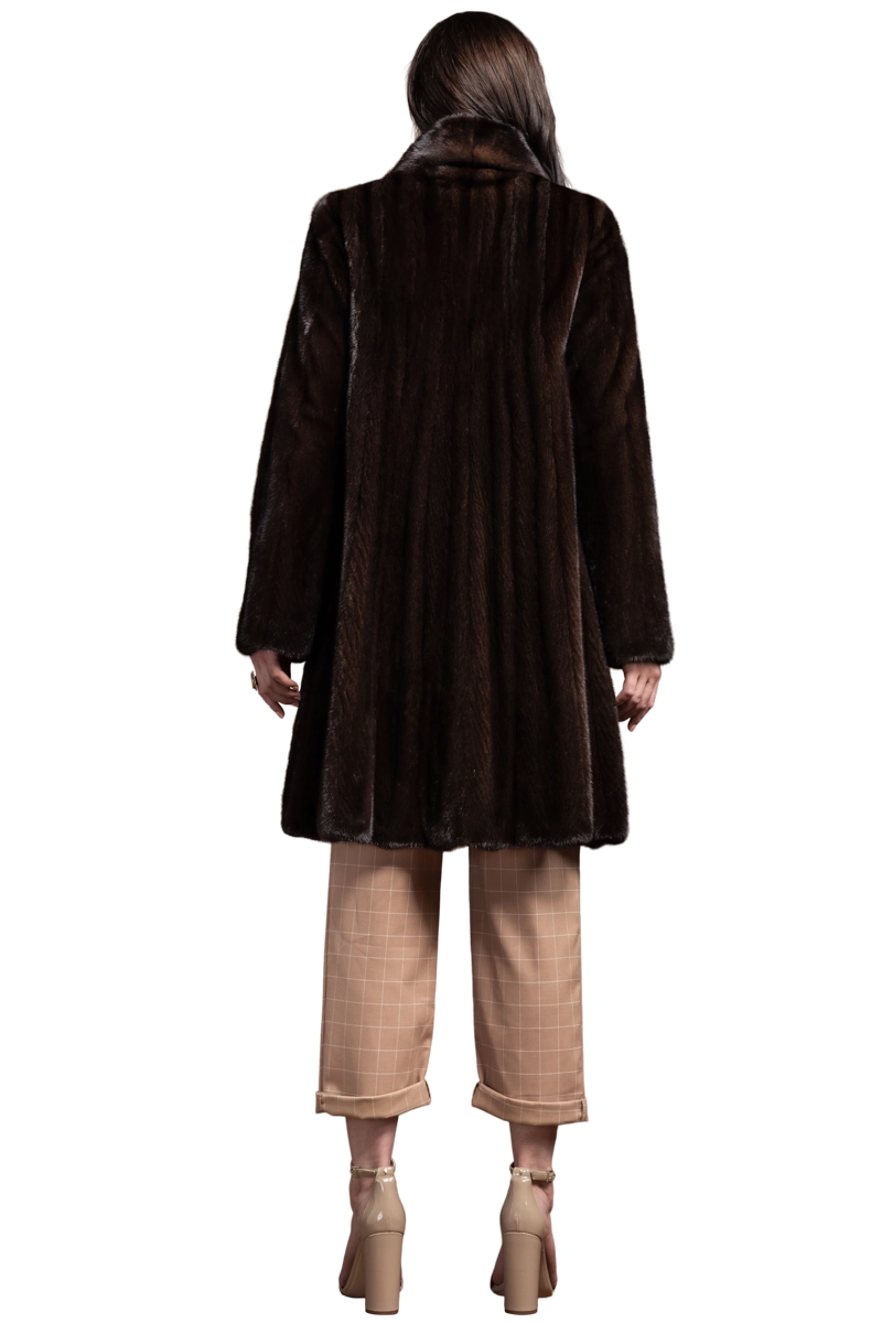 Mahogany Zandra Rhodes Natural Mid-Length Fur Coat - Wing Collar - Straight Sleeve