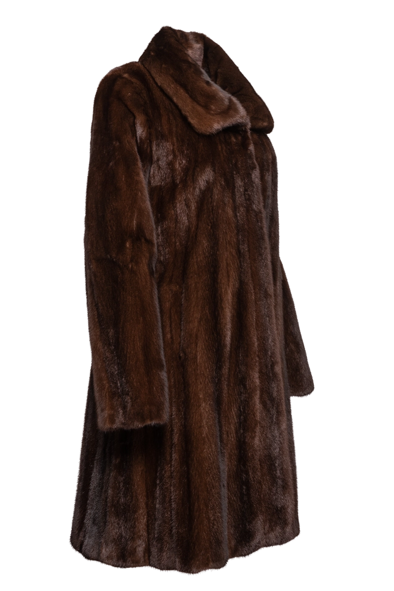 Mahogany Zandra Rhodes Natural Mid-Length Fur Coat - Wing Collar - Straight Sleeve