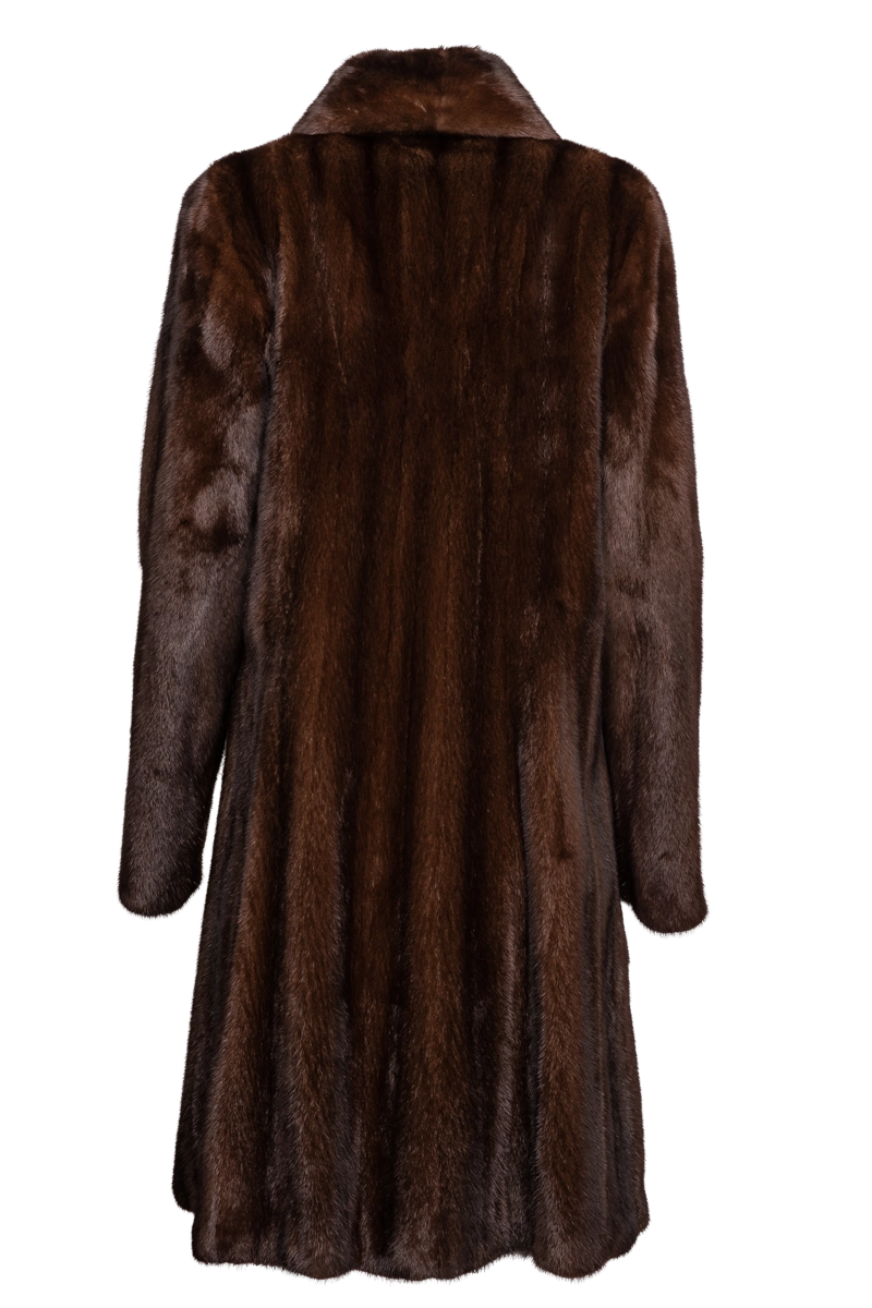 Mahogany Zandra Rhodes Natural Mid-Length Fur Coat - Wing Collar - Straight Sleeve