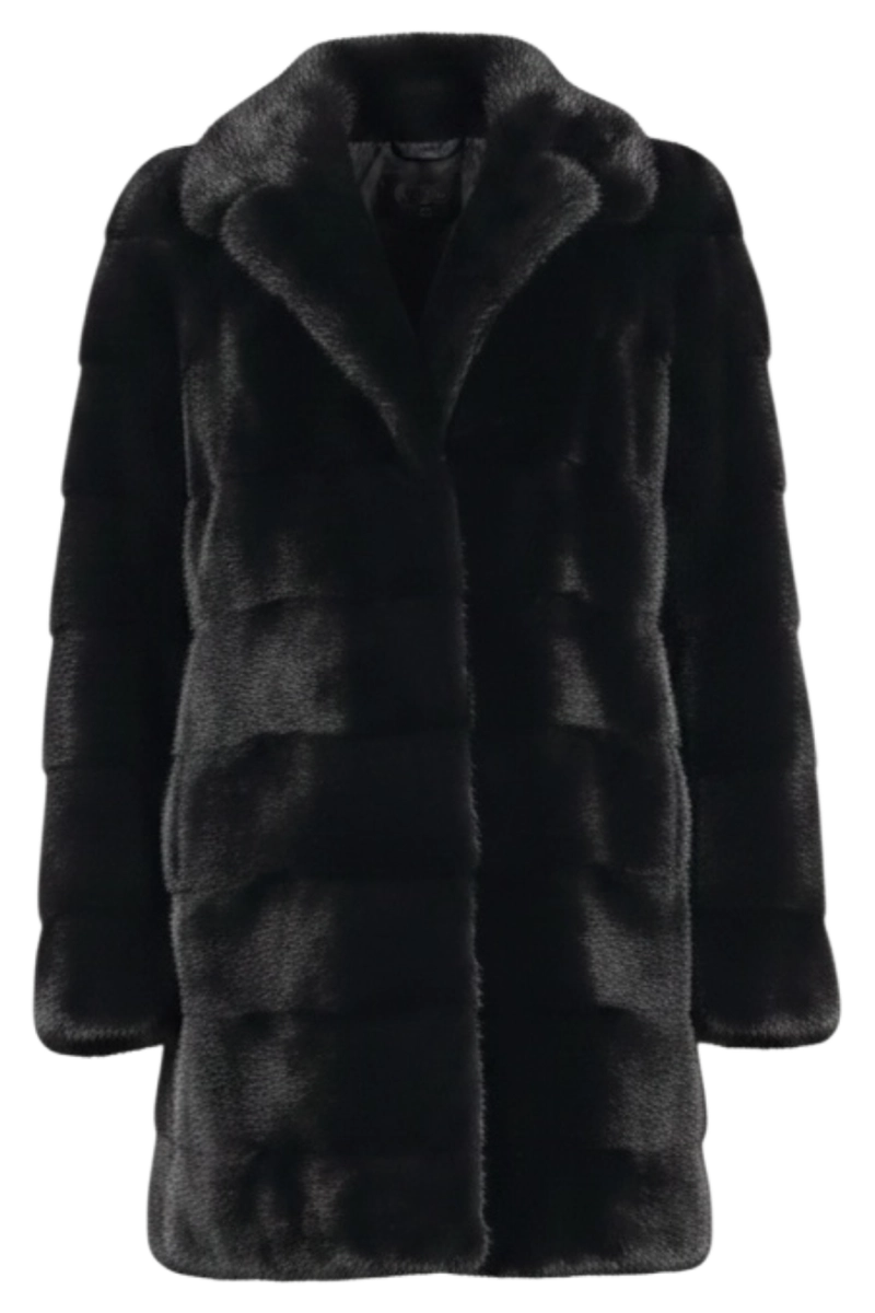 Ranch Pologeorgis for EM-EL Fitted Horizontal Mink Fur Jacket Product Front View