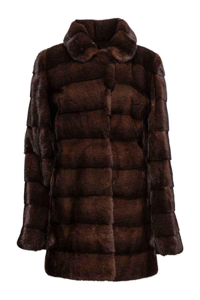 Mahogany Zandra Rhodes Fitted Horizontal Mink Fur Jacket