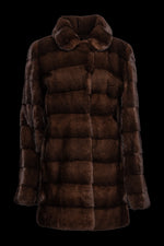 Mahogany Zandra Rhodes Fitted Horizontal Mink Fur Jacket