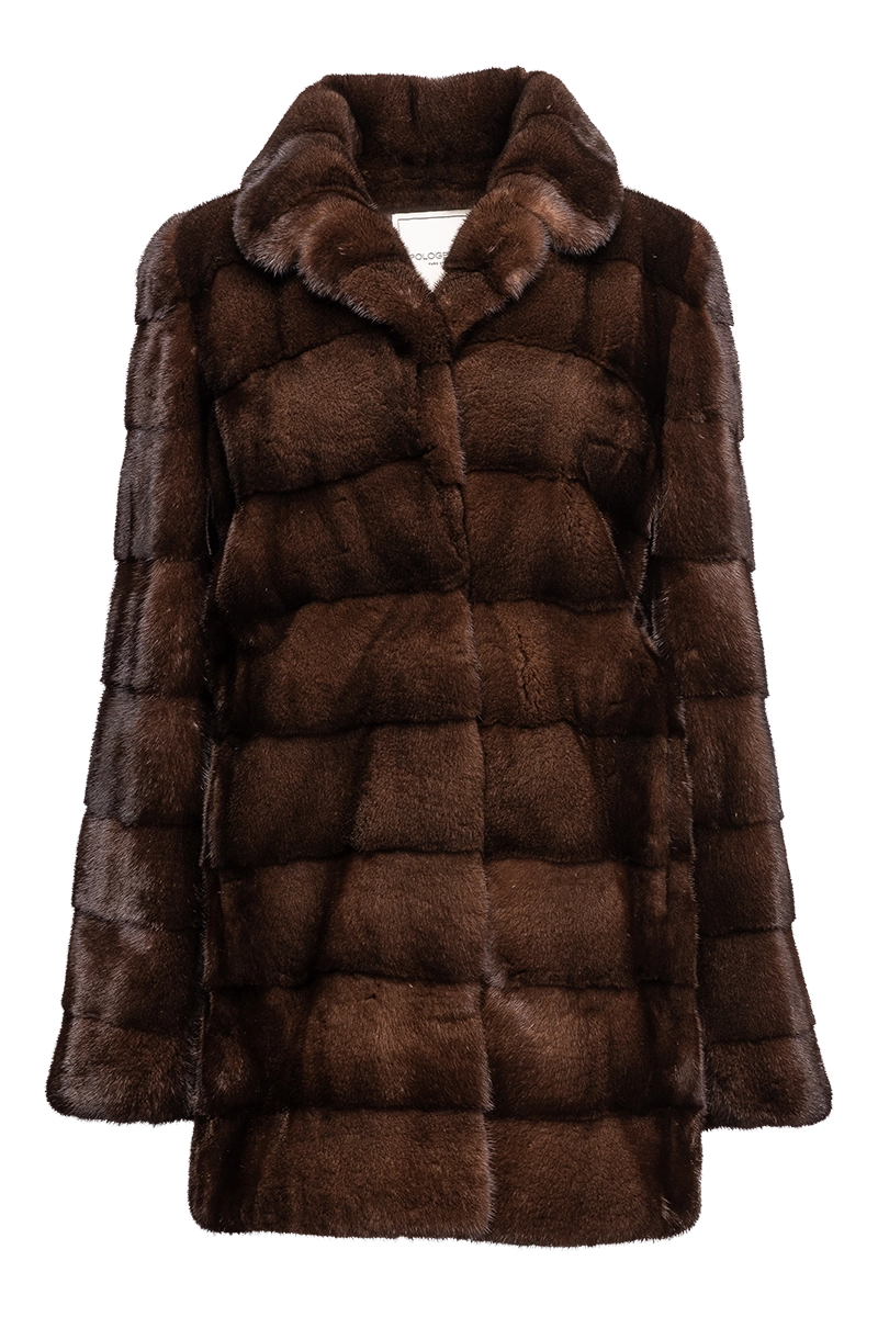 Mahogany Zandra Rhodes Fitted Horizontal Mink Fur Jacket