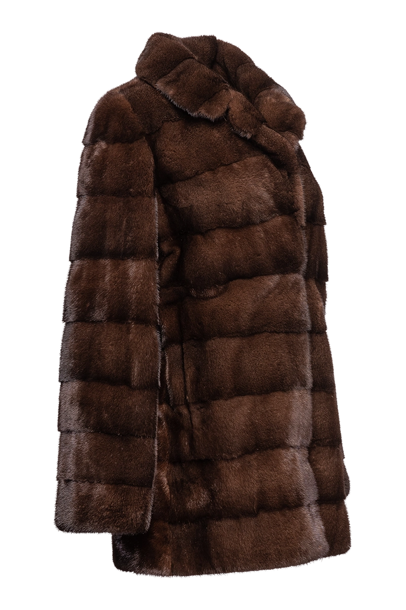 Mahogany Zandra Rhodes Fitted Horizontal Mink Fur Jacket