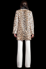 AnimalPrint EM-EL Funny Girl Leopard Print Mid Length Kidskin Fur Coat - Removable Mink Wing Collar