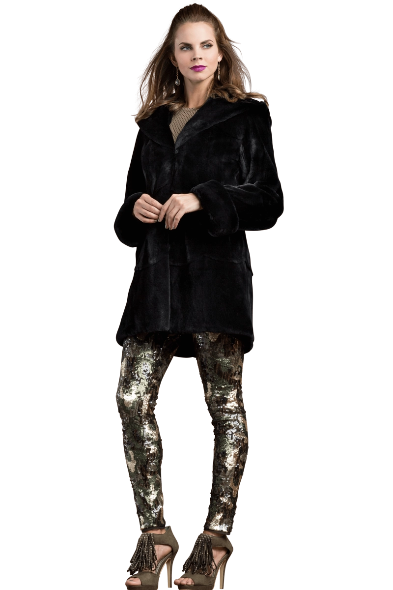 Black Zandra Rhodes Skin on Skin Mink Fur Jacket