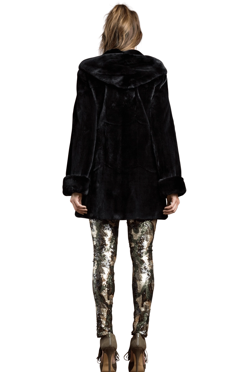 Black Zandra Rhodes Skin on Skin Mink Fur Jacket