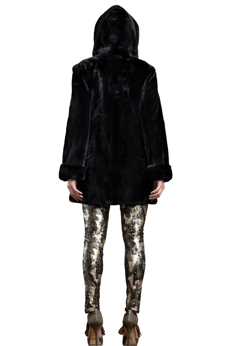 Black Zandra Rhodes Skin on Skin Mink Fur Jacket