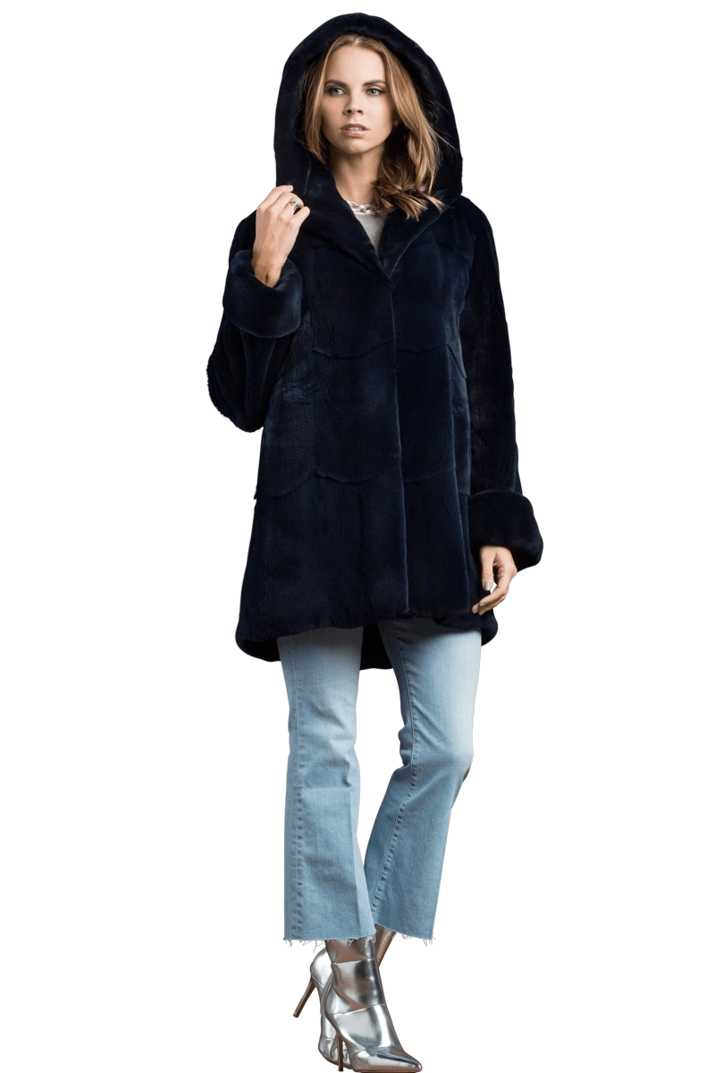 NavyBlue Zandra Rhodes Skin on Skin Mink Fur Jacket