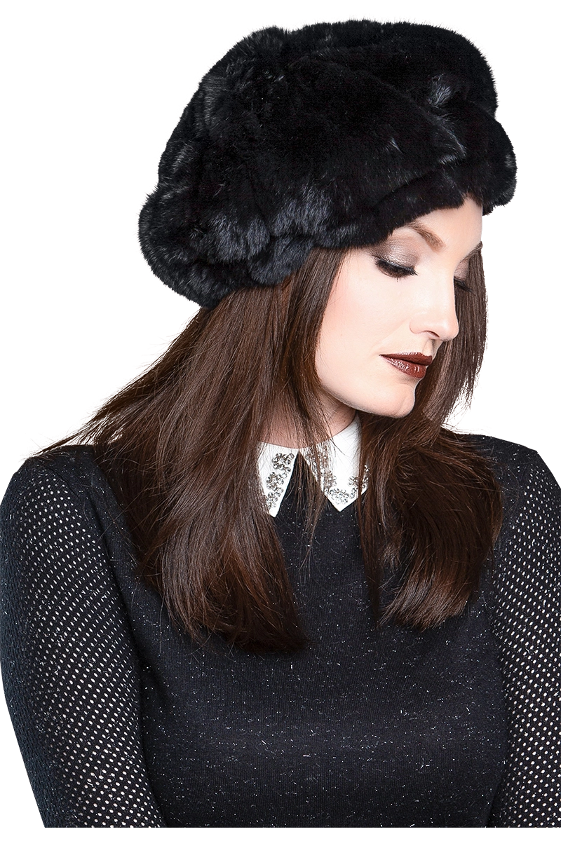 Black Lenore Marshall Chinchilla Fur Beret